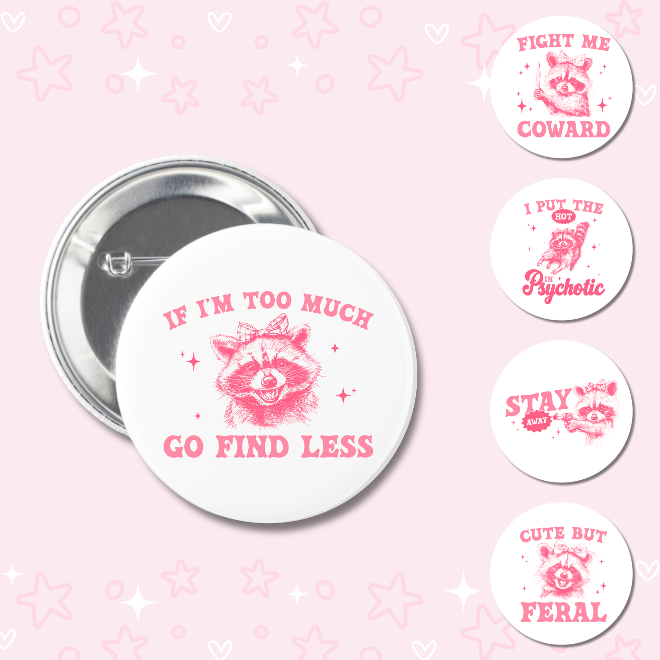 Coquette Raccoon Buttons