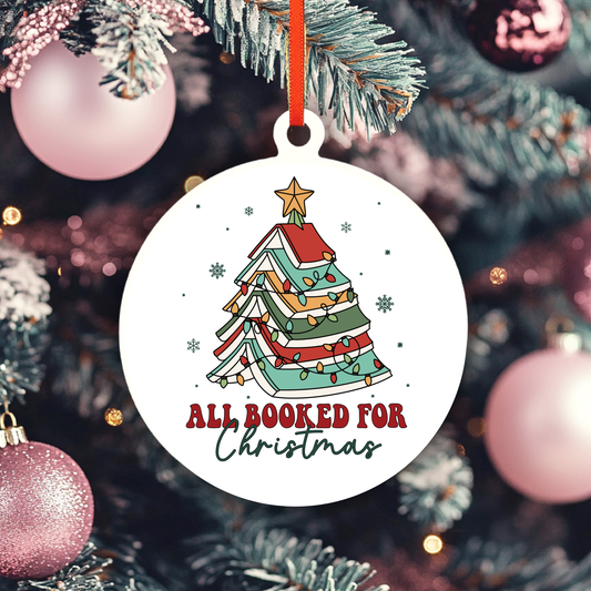 All Booked For Christmas Ornament