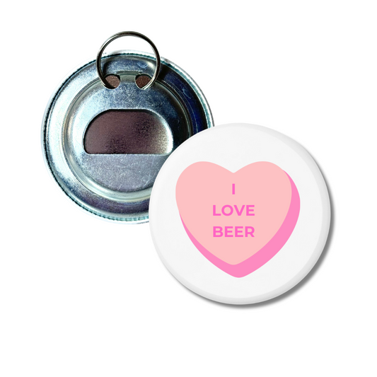 I Love Beer Candy Heart Bottle Opener