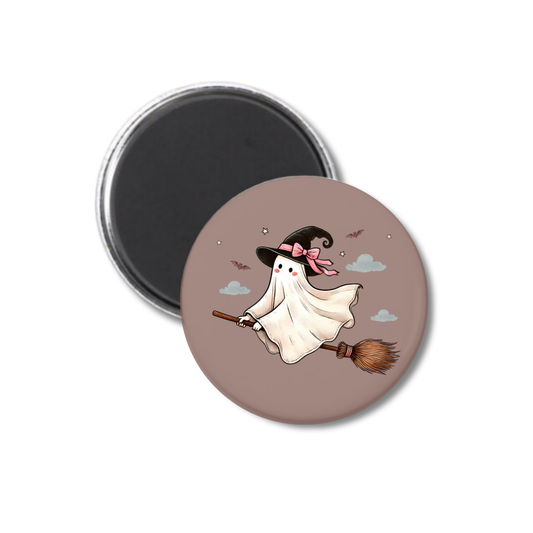 Ghost Riding A Broomstick Magnet